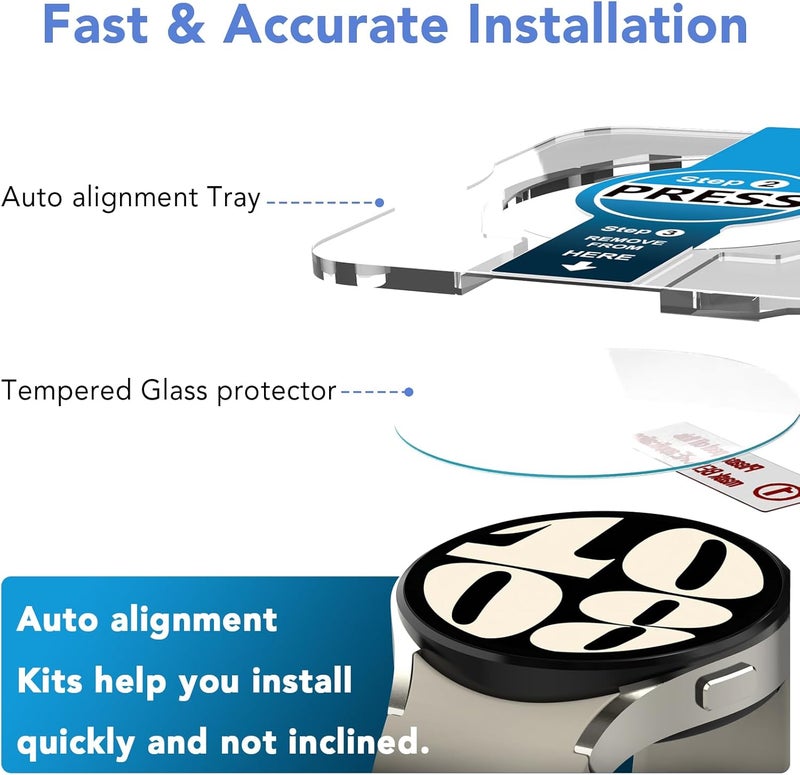 SPGUARD [2Pack Galaxy Watch 6 40mm Screen Protector, Auto-alignment Installation Kit Accessories Tempered Glass Screen Protector for ONLY Samsung Watch 6 40mm (NOT for Other Models) - Image 3
